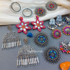 Oxidised Earrings Combo of 5 - Assorted