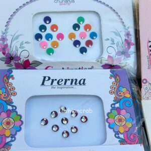 Set of 5 Bindis - 3 maroon & 2 colorful