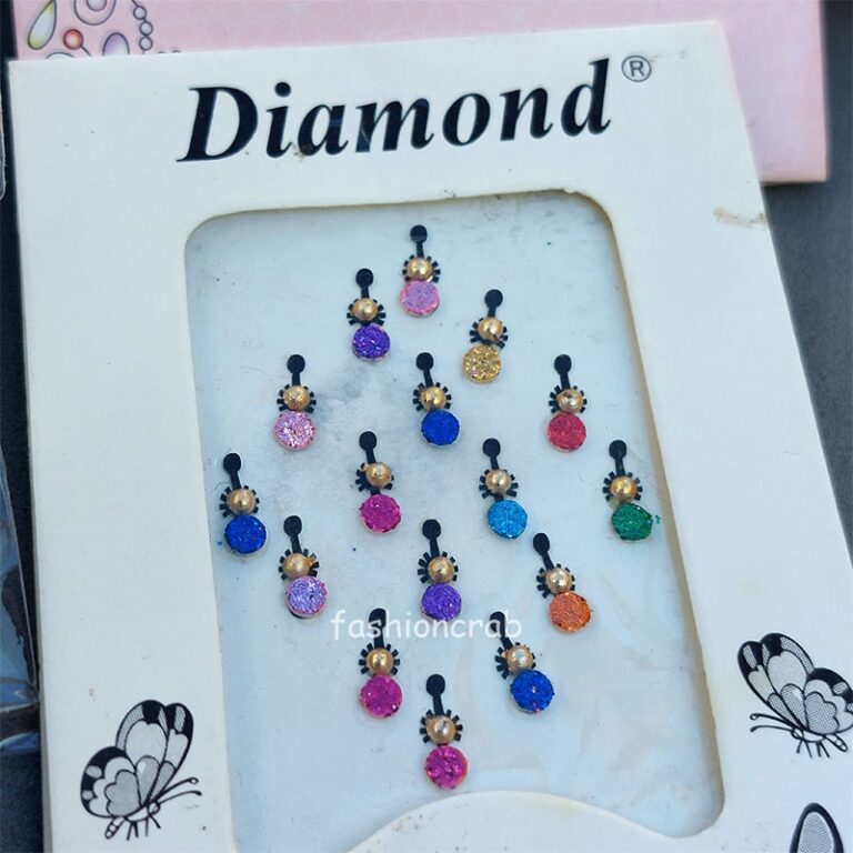 Set of 5 Bindis - 3 maroon & 2 colorful