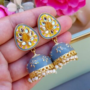 Vaanee Small Jhumka Earrings - Grey