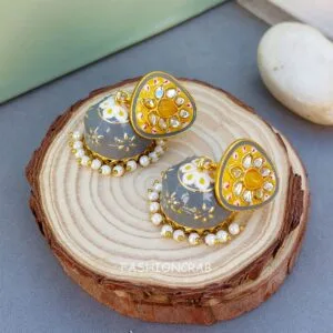 Vaanee Small Jhumka Earrings - Grey