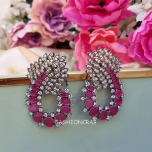 AD Earrings - Pink Stone