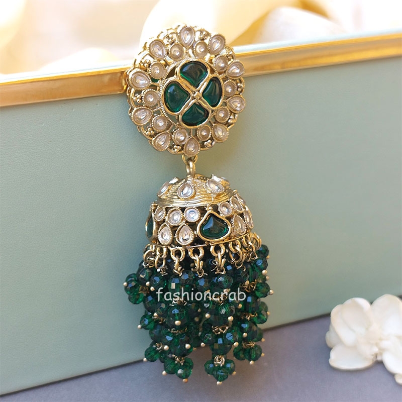 Akshara Jhumka Earrings - Green