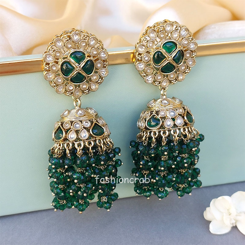 Akshara Jhumka Earrings - Green