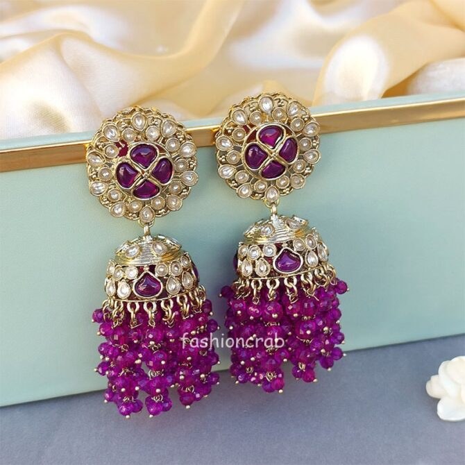 Akshara Jhumka Earrings - Purple Akshara Jhumka Earrings - Purple