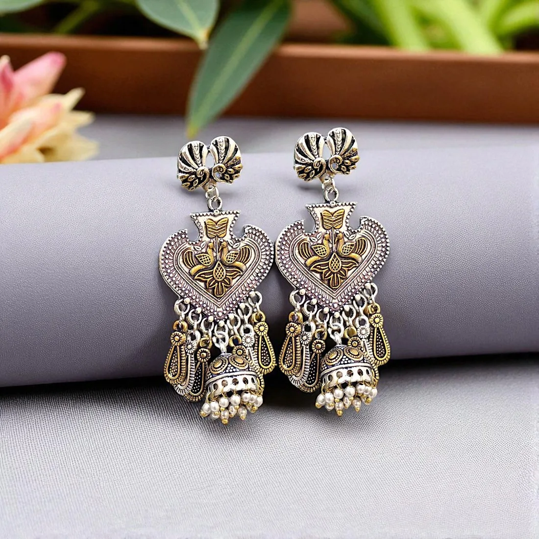Bhairavi Oxidised Jhumka Earrings