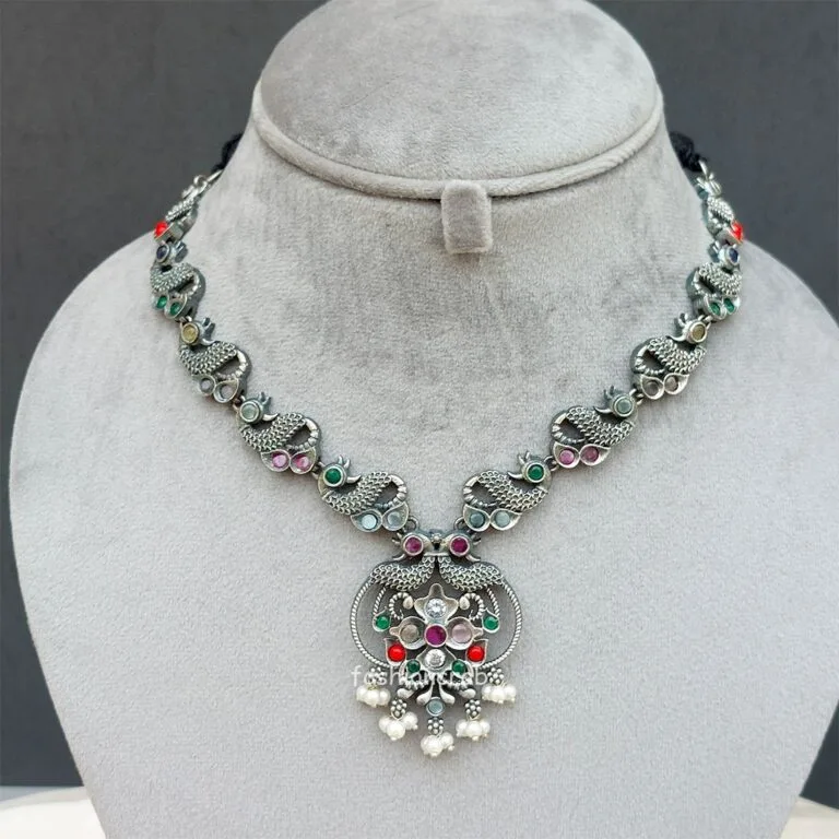 Black Tone Oxidised Necklace with Earring