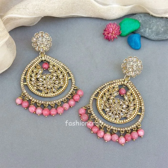 Earrings for Gown - Pink Earrings for Gown - Pink