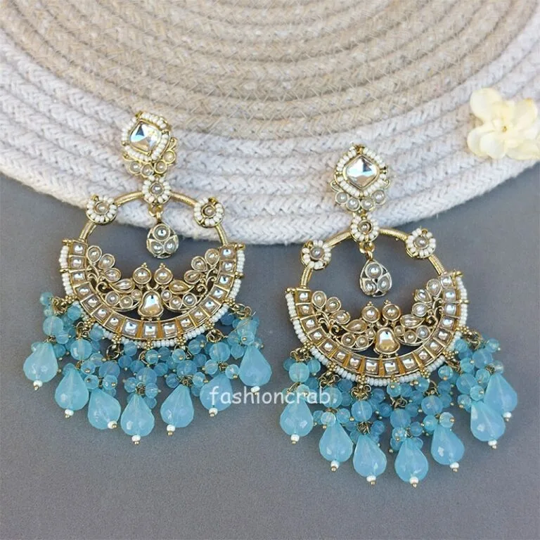 Jiva Chandbali Earrings - Light Blue