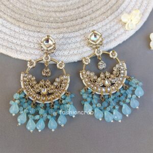 Jiva Chandbali Earrings - Light Blue