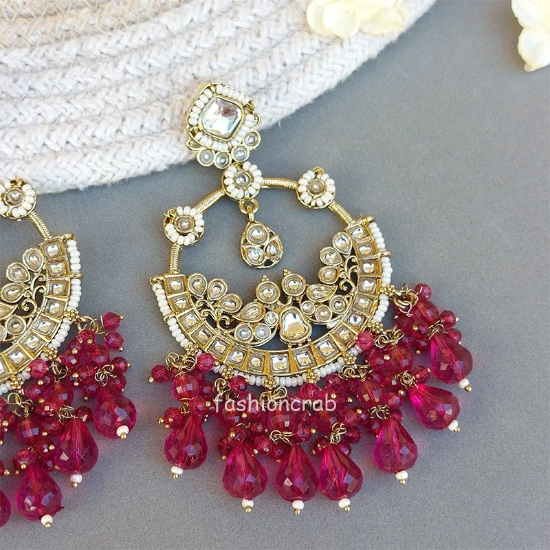 Jiva Chandbali Earrings - Pink