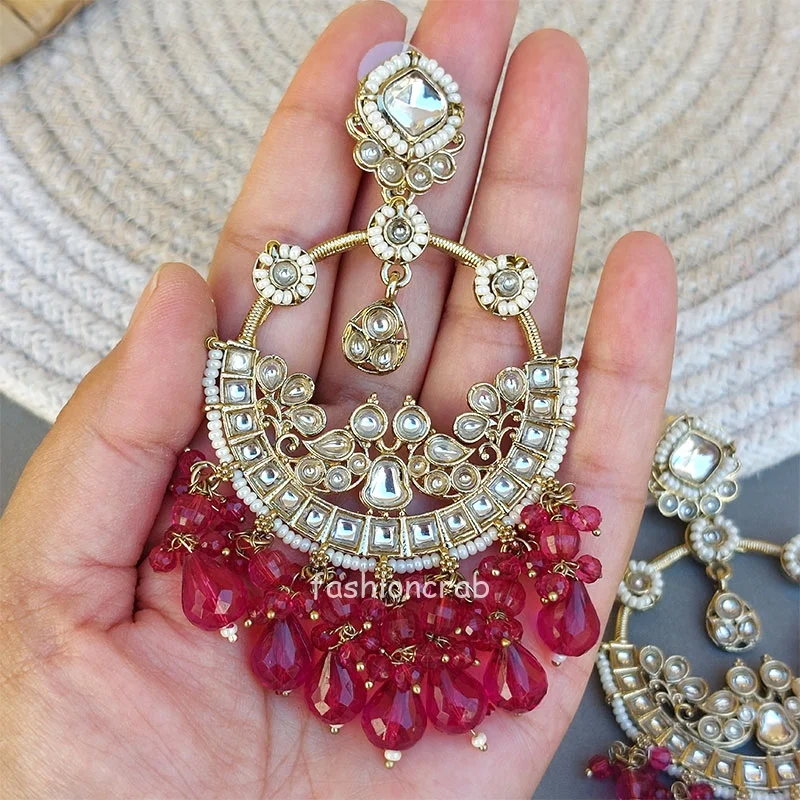 Jiva Chandbali Earrings - Pink