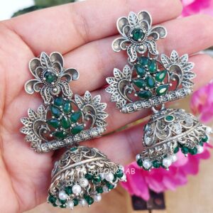 Karisma Oxidised Jhumka - Green