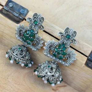 Karisma Oxidised Jhumka - Green