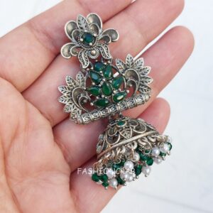 Karisma Oxidised Jhumka - Green