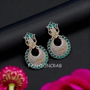 Konkana Green Oxidised Earrings