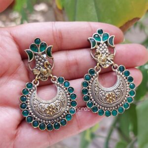Konkana Oxidised Earrings – Green