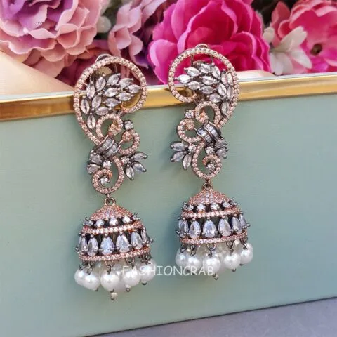 Lisa American Diamond Earrings - Rose Gold
