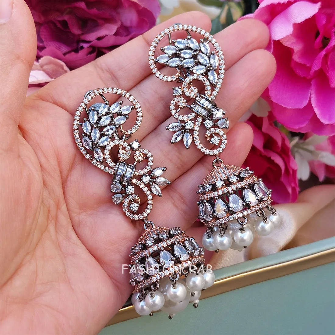 Lisa American Diamond Earrings - Rose Gold