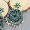 Oxidised Chandbali Earrings – Blue Green-01 Oxidised Chandbali Earrings – Blue Green