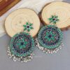 Oxidised Chandbali Earrings – Blue Green