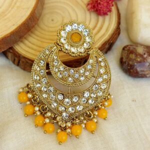 Prachi Chandbali Earrings - Yellow