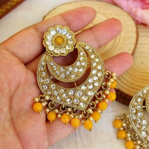 Prachi Chandbali Earrings - Yellow