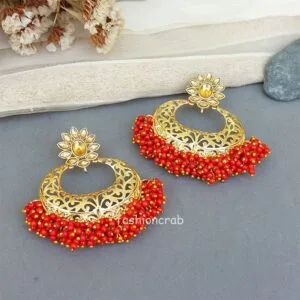 Red Pearl Hoop Earring