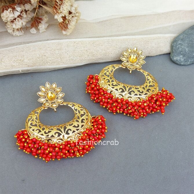 Red Pearl Hoop Earring-01 Red Pearl Hoop Earring