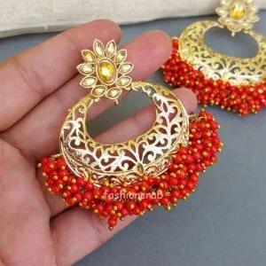 Red Pearl Hoop Earring