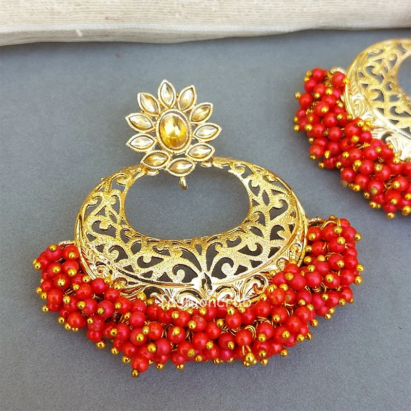 Red Pearl Hoop Earring