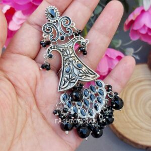 Saira Brass Earrings - Black