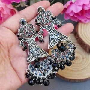 Saira Brass Earrings - Black