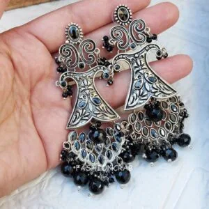 Saira Brass Earrings - Black