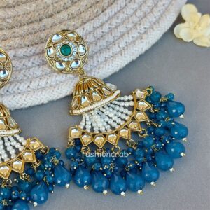 Sameera Chandbali Earrings - Peacock Blue