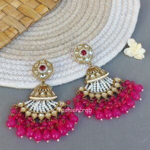 Sameera Chandbali Earrings - Pink