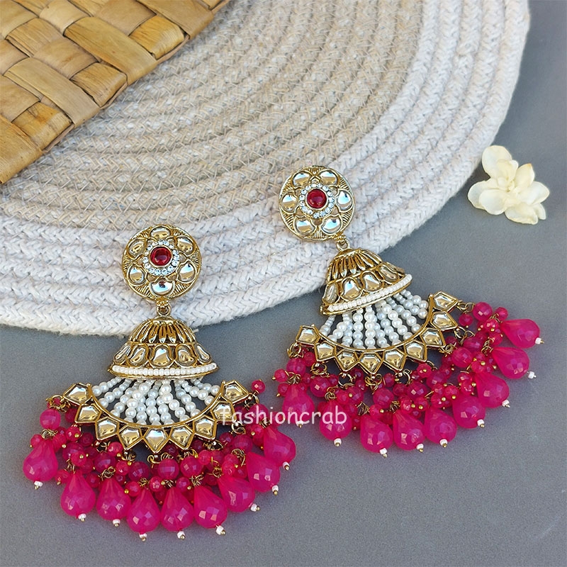 Sameera Chandbali Earrings - Pink