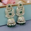 Soundarya Kundan Jhumka Earrings - Green-04 Soundarya Kundan Jhumka Earrings - Green