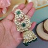 Soundarya Kundan Jhumka Earrings - Green-06 Soundarya Kundan Jhumka Earrings - Green