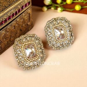 Champagne Color Earrings with Maangtikka Set