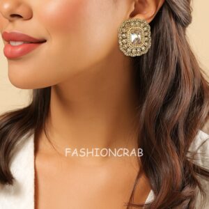 Champagne Color Earrings with Maangtikka Set