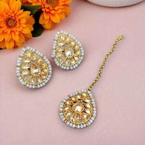Grey Tikka and Earrings Set