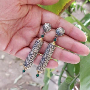 Janya Brass Earrings - Green