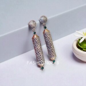 Janya Brass Earrings - Green