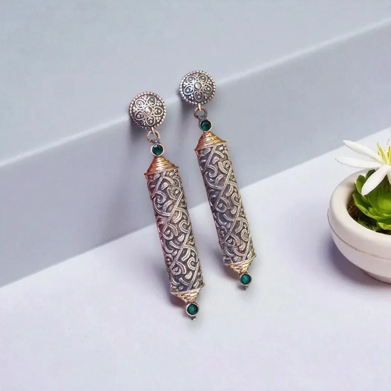 Janya Brass Earrings - Green
