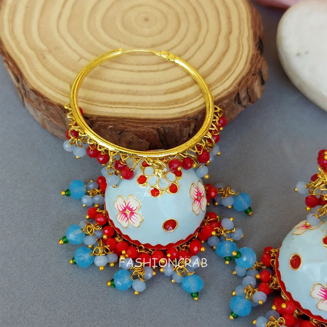 Lavanya Jhumka Earrings - Light Blue