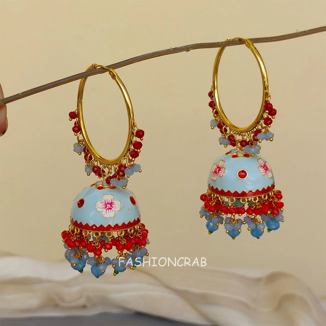 Lavanya Jhumka Earrings - Light Blue