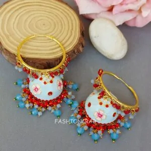 Lavanya Jhumka Earrings - Light Blue