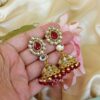 Mouli Jhumka Earrings - Maroon-01 Mouli Jhumka Earrings - Maroon