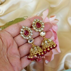 Mouli Jhumka Earrings - Maroon